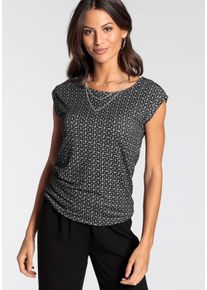 Laura Scott Damen T-Shirt, grau, casual, Gr. 40, gemustert, Single Jersey, Obermaterial: 100% Viskose, Shirts, figurumspielende Passform, gemustert,