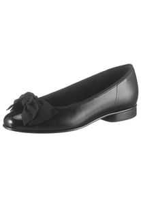 Gabor Damen Ballerina, Gr. 35, schwarz, Leder, Lacklederimitat, klassisch, Schuhe, Flats, Kitten Heel, Festliche Schuhe mit aufwendiger Schleife