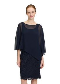 Vera Mont Damen Cocktailkleid "Vera Mont Cocktailkleid mit Spitze", blau, festlich, Gr. 46, Chiffon, Spitze, Obermaterial: 90% Polyamid, 10%