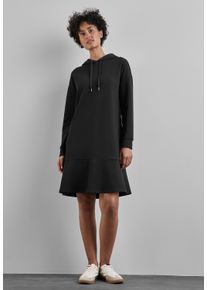 Street One Damen Sweatkleid, schwarz, casual, Gr. 34, unifarben, Stoff, 68% Polyester, 28% Viskose, 4% Elasthan, Kleider, mit Kapuze