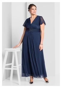 sheego Damen Abendkleid "Große Größen", blau, elegant, Gr. 54, unifarben, Obermaterial: 100% Polyester;Futter: 100% Polyester, Kleider, mit