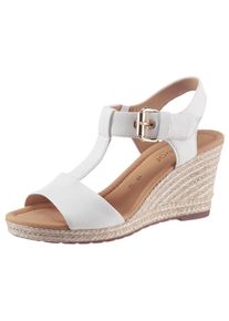 Gabor Damen Sandalette "MILANO", Gr. 42, weiß, Kalbsleder, klassisch, Schuhe, Blockabsatz, Sommerschuh, Sandale mit Absatz in Korkoptik