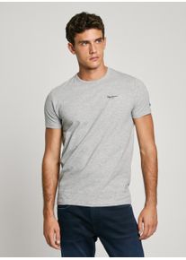 Pepe Jeans Herren Rundhalsshirt, grau, Basic, Gr. XXL, unifarben, Jersey, Obermaterial: 95% Baumwolle, 5% Elasthan, Shirts