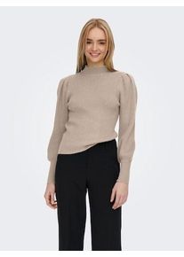 Only Damen Strickpullover "ONLKATIA L/S HIGHNECK PULLOVER KNT NOOS", braun, modisch, Gr. S, unifarben, Strick, Obermaterial: 50% Viskose, 27% Nylon,