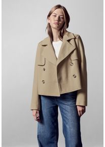 Damen Kurzjacke, beige, casual, Gr. 46, STREET ONE STUDIO, unifarben, Stoff, 90% Polyester, 10% Viskose, Jacken, mit Knopfleiste