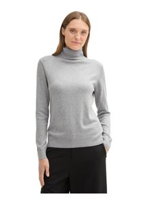 Tom Tailor Damen Rollkragenpullover, grau, casual, Gr. S, unifarben, Obermaterial: 60% Baumwolle, 40% Viskose, Pullover, mit Rollkragen