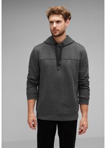 Street One MEN Herren Hoodie, grau, casual, Gr. XXL, unifarben, Web, Sweatware, 85% Baumwolle, 15% Viskose, Sweatshirts, mit Kapuze