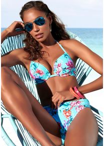 Sunseeker Damen Push-Up-Bikini-Top "Modern", blau, Gr. 34, bedruckt, floral, Polyamid, Bikini-Oberteile, mit Blumenprint