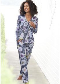 Vivance Dreams Damen Pyjama, Gr. 32, bunt, Single Jersey, Obermaterial: 50% Baumwolle, 50% Viskose, geblümt, Basic, Homewear-Sets, in schönem Muster
