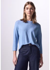 Street One Damen 3/4-Arm-Shirt, blau, casual, Gr. 46, unifarben, Stoff, 80% Viskose, 15% Polyester, 5% Elasthan, Shirts, mit 3/4 Ärmeln