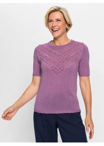 CLASSIC Damen Kurzarmpullover "Pullover", lila, Gr. 40, unifarben, 100% Polyacryl, Pullover
