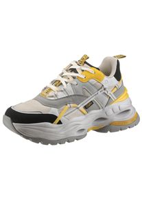 Buffalo Herren Plateausneaker "TRIPLET HOLLOW", Gr. 41, gelb, Lederimitat, Nubuklederimitat, Textil, sportlich, Schuhe, Chunky Sneaker, Schnürschuh,