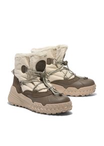 Timberland Damen Winterboots "MORIAH RANGE MID WARM LINED WATERPROOF SNOW BOOT", Gr. 36, beige, Leder, Textil, sportlich, Schuhe, Snowboots,