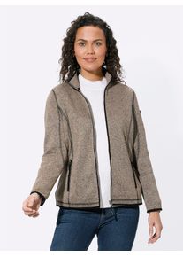 Casual Looks Damen Fleecejacke, beige, Gr. 46, gemustert, mehrfarbig, meliert, 100% Polyester, Paspelierung:100% Polyester, Jacken