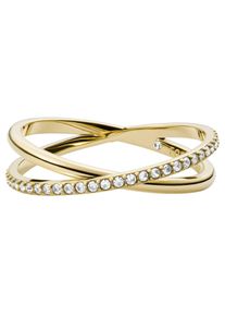 Fossil Damen Fingerring "ALL STACKED UP, JF03752710", 16,5, Edelstahl, 5,4mm, gold, Edelstahl, Fingerringe, Mit Zirkonia (synth.)