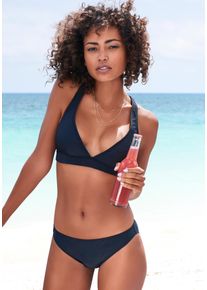 active by Lascana LASCANA ACTIVE Damen Triangel-Bikini-Top "Janni", schwarz, Gr. 32, unifarben, kontrastfarbene Details, Recycling-Polyamid, Bikini-Oberteile, mit