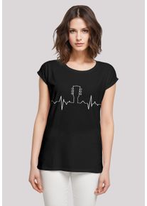 F4NT4STIC Damen T-Shirt "Gitarre Herzschlag design", schwarz, casual, Gr. XXXL, Obermaterial: 100% Baumwolle, Shirts, Premium Qualität