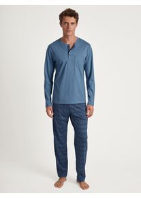 Calida Herren Pyjama "Relax Imprint 2", Gr. L, blau, Single Jersey, Obermaterial: 100% Baumwolle, unifarben, gemustert, klassisch, Homewear-Sets, mit