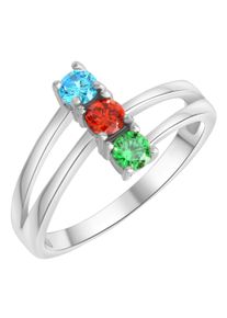 Firetti Damen Fingerring "Schmuck Geschenk Silber 925 Silberring Trilogie", 16, Silber 925 (Sterlingsilber), 2,5mm, bunt, Silber 925