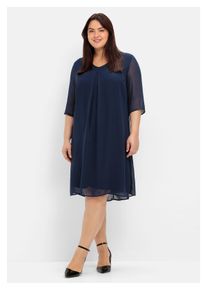 sheego Damen Cocktailkleid "Große Größen", blau, elegant, Gr. 56, unifarben, Obermaterial: 100% Polyester;Futter: 95% Viskose, 5% Elasthan, Kleider,