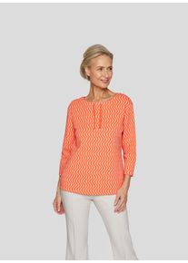 Rabe Damen 3/4-Arm-Shirt, orange, casual, Gr. 44, bedruckt, Obermaterial: 55% Baumwolle, 40% Polyester, 5% Elasthan, Shirts, mit All-Over Print