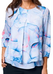 Damen Shirtbluse "HERMANN LANGE Collection Blusenshirt Diana", blau, Gr. 48, HERMANN LANGE Collection, 100% Polyester, Blusen
