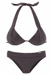 Lascana Damen Triangel-Bikini, braun, Gr. 34, unifarben, Polyamid, Bikini-Sets, im Nacken zu binden, wattierte Cups, mit eingearbeiteten Kissen