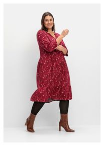 sheego Damen A-Linien-Kleid "Große Größen", rot, feminin, Gr. 48, gemustert, Obermaterial: 97% Viskose (LENZING ECOVERO), 3% Elasthan, Kleider, mit