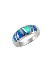 Vivance Damen Fingerring "925/- Sterling Silber synth. Opal", 054 (17,2), Silber 925 (Sterlingsilber), weiß, Silber 925 (Sterlingsilber), Fingerringe