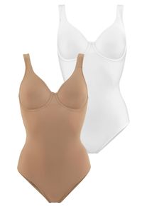 Nuance Damen T-Shirt-Body, Gr. 75, braun, Obermaterial: 77% Polyamid (TACTEL), 16% Elasthan (LYCRA), 7% Baumwolle, Basic, Bodies, mit Bügel, mit