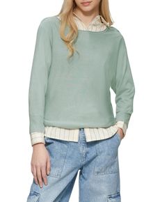 QS Damen Strickpulloverlind grün, casual, Gr. L, unifarben, Strick, Obermaterial: 83% Viskose, 17% Polyamid, Pullover, mit Rippbündchen