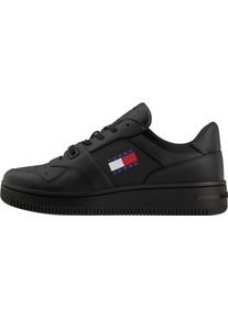 Tommy Jeans Herren Sneaker "TJM RETRO BASKET ESS", Gr. 41, schwarz, Leder, Textil, unifarben, sportlich, Schuhe, Freizeitschuh, Halbschuh,