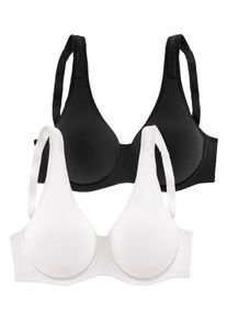 Petite Fleur Damen T-Shirt-BH, Gr. 75, schwarz-weiß, Jersey, Obermaterial: 90% Baumwolle, 10% Elasthan, klassisch, BHs, mit Bügel, ohne Schale