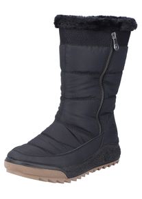 Rieker Damen Winterstiefel, Gr. 41, schwarz, Nubuklederimitat, Textil, unifarben, sportlich, Schuhe, Winterboots, Snowboots mit wasserabweisender