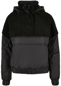 Urban Classics Damen Winterjacke "Urban Classics Damen Ladies Sherpa Mix Pull Over Jacket", schwarz, casual, Gr. XS, unifarben, 100% Polyamid, Jacken