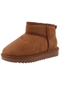 Tom Tailor Kinder Winterboots, Gr. 31, braun, Textil, unifarben, Veloursleder, casual, Schuhe, Plateau, Schlupfboots, Flats mit Logo-Aufnäher an der