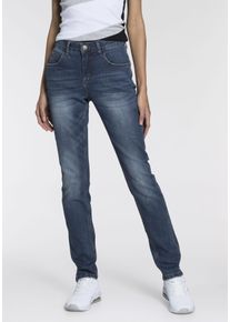 Kangaroos Damen Relax-fit-Jeans "RELAX-FIT HIGH WAIST", blau, Basic, Gr. 36, Abriebeffekte, vintage, Denim/Jeans, Obermaterial: 67% Baumwolle, 32%