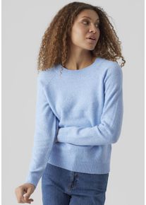 Véro Moda VERO MODA Damen Rundhalspullover "VMDOFFY LS O-NECK BLOUSE GA NOOS", blau, modisch, Gr. L, meliert, Strick, Feinstrick, Obermaterial: 94% Polyester,