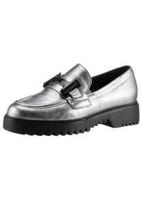 Gabor Damen Loafer "Florenz", Gr. 35, silber, Kalbsleder, metallic, modisch, Schuhe, Blockabsatz, Slipper, Halbschuh, Schlupfschuh in Weite G (=weit)