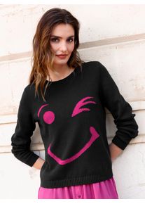 Inspirationen Damen Strickpullover "Pullover", pink, Gr. 40, unifarben, gemustert, mehrfarbig, 100% Baumwolle, Pullover
