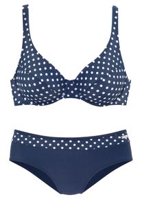 Lascana Damen Bügel-Bikini, blau, Gr. 36, gepunktet, Polyamid, Bikini-Sets, mit modischen Punkten