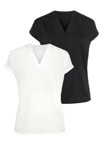 Flashlights Damen Blusentop, schwarz-weiß, feminin, Gr. 34, Web, Obermaterial: 100% Polyester, Blusen, im Doppelpack