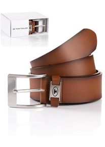 Tom Tailor Damen Ledergürtel "TTNATHAN", braun, Gr. 120, Rindsleder, Gürtel, in Geschenkbox
