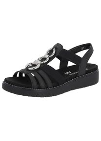 Remonte Damen Sandale, Gr. 40, schwarz, Lederimitat, casual, Schuhe, Sommerschuh, Sandalette, Keilabsatz, mit praktischen Gummizügen