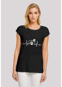 F4NT4STIC Damen T-Shirt "Herzschlag Hunde Liebe", schwarz, casual, Gr. M, Obermaterial: 100% Baumwolle, Shirts, Premium Qualität