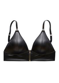 Damen Bralette-BH, Petite Fleur Gold, Gr. 85, schwarz, Lederoptik (PU beschichtet), Obermaterial: 95% Polyester, 5% Elasthan. Beschichtung: 100%