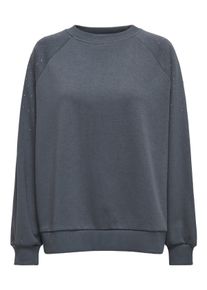 Only Damen Sweatshirt "ONLKIARA L/S O-NECK OVERSIZE STUDS SWT", grau, modisch, Gr. S, unifarben, Sweatware, Obermaterial: 60% Baumwolle, 40%