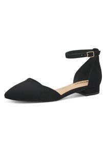 Tamaris Damen Riemchenballerina, Gr. 37, schwarz, Textil, unifarben, Veloursleder, klassisch, Schuhe, Blockabsatz, Sandalette, Abendschuh mit