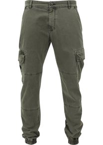 Urban Classics Herren Cargohose "Urban Classics Herren Washed Cargo Twill Jogging Pants", grün, Gr. 31, unifarben, 98% Baumwolle, 2% Elasthan, Hosen