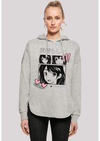 F4NT4STIC Damen Kapuzenpullover "Manga Anime Japan Grafik", grau, casual, Gr. L, Obermaterial: 100% Baumwolle, Pullover, Print
